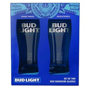 Bud Light 16oz 2 pack Glass Signature Glassware